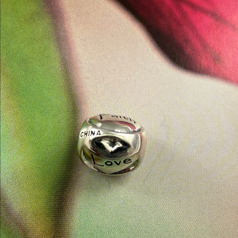 Reflection Beads Sterling Silver Charm - Love Script Design, Authentic Jewelry